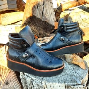 COACH Urban Hiker Platform Black Leather Boots